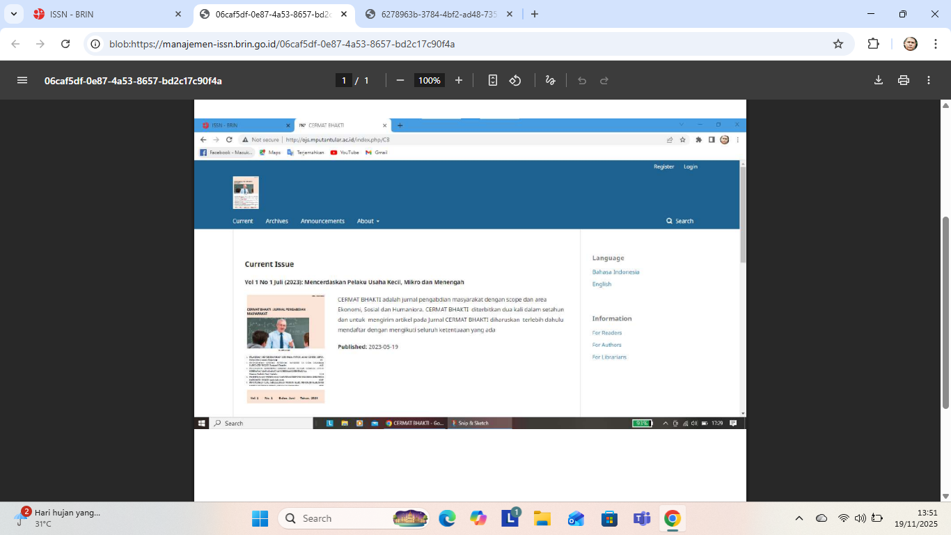 CERMAT BHAKTI : JURNAL PENGABDIAN KEPADA MASYARAKAT